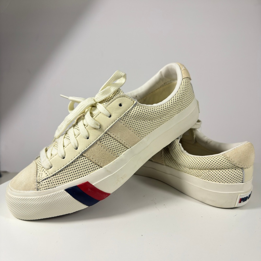 Pro-Keds Royal Lo Sneakers Mens Size 5.5 Cream Perforated Leather Suede PH65589